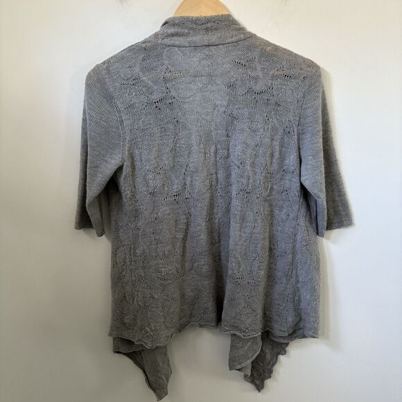 Eileen Fisher Merino Wool Cardigan Small Sweater Open Front Open Knit Waterfall - Picture 4 of 8